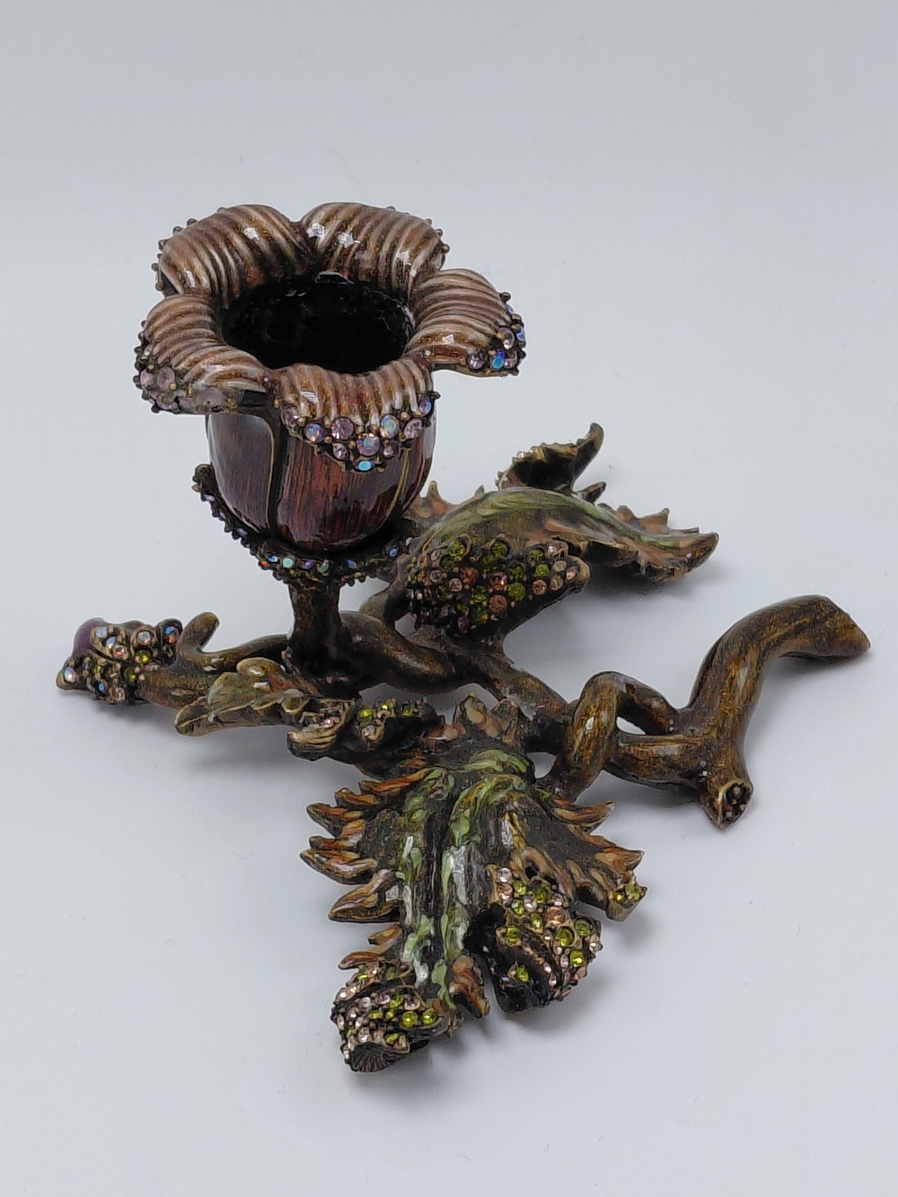 Jay Strongwater Enamel Crystal Lily Candlesticks